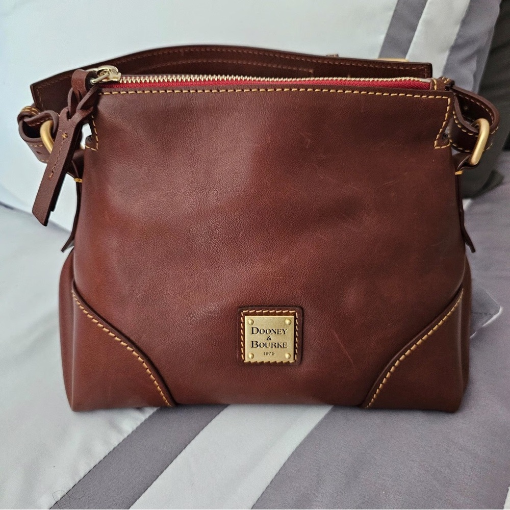Dooney & Bourke Florentine Shoulder Bag in Saddle Brown Leather — NEW with TAGS